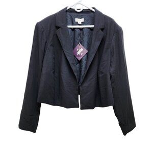 Ava & Viv Womens Black Cropped Blazer Jacket Size 3X  Long Sleeve Open Front